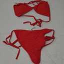 Women Two Piece Bikini Swimsuit Sexy Bathing Suits Halter Triangle Tops String Bikini Sets (Small, Red)