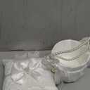 2 Flower Girl Baskets and Ring Bearer Pillows Set, Pearl Handle White Satin Bowknot Flower Baskets, Wedding Ring Pillow,Ivory Wedding Baskets for Flower Girls Wedding Decor