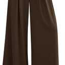 PRETTYGARDEN Womens Spring Trendy Wide Leg Trousers 2026 High Elastic Waisted Extra Long Flowy Loose Pleated Palazzo Work Pants (Brown, Large-Long)