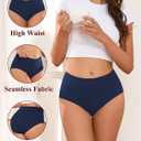 Women's Seamless Underwear High Waisted Tummy Control No Show Panties Full Coverage Stretch Briefs 4 Pack (S)