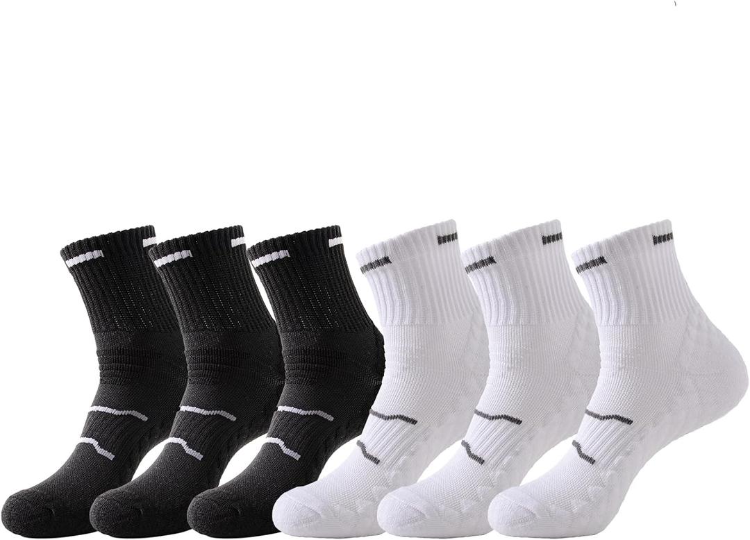 Sports running crew socks, shock-absorbing and blister-resistant sports socks, 1 pairs for women size 6-11