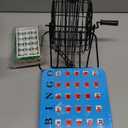 Yuanhe Deluxe Bingo Game Set - 6 Inch Metal Cage with Calling Board, 5 Shutter Slide Cards, 75 Colored Balls, for Large Group Games
