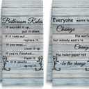 Funny Bathroom Rules Decorative Hand Towels Set of 2, Rustic Farmhouse Hand Towels for Bathroom Decor, 16x24 Inch(Classic Style)