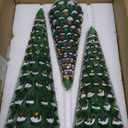 Set of 3, Light Up Glass Christmas Trees with Timer, Hand-Painted Table Top Christmas Tree with Lights, Battery Operated Retro Christmas Tree, Vintage Figurine Glass Decor Gift