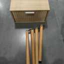 LAATOOREE Nightstands Set of 1, Small Side Table, Bedside Table with Fluted Door, Solid Wood Feet; Modern Mid-Century End Table for Bedroom, Small Space (Natural)