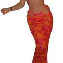 Milumia Women's 3 Piece Floral Swimsuits Halter Triangle Tie Side Thong Bikini Set with Cover Up Skirt Medium