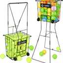 Tennis Ball Hopper, Portable Tennis Ball Holder with Handle for Court, Practice & Training (Large)
