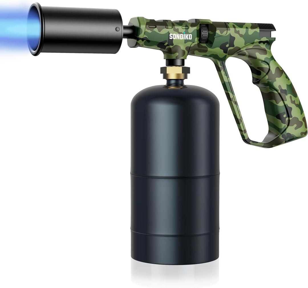 Sondiko Propane Torch Head - Powerful Kitchen Torch for Cooking, BBQ, and Steak Searing - Sous Vide - Charcoal Lighter and Welding Torch - Perfect Campfire Starter(Propane Tank Not Included) (Large)