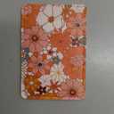 Phone Card Holder, Cute Leather Stick On Adhesive Wallet For Back Of Phone, Credit Cards, ID Card Holder For Phone Case Compatible With Most Phone Orange Retro Flowers