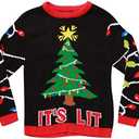 #followme Ugly Christmas Sweaters for Boys (Size 7, Black - It's Lit)