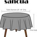 sancua Round Tablecloth - 60 Inch (Fits 20-48 Inch Tables), Water Resistant Spill Proof Washable Polyester Table Cloth Decorative Fabric Table Cover for Dining, Buffet Parties and Camping, Black