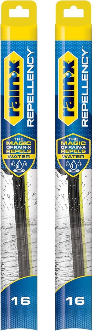 Rain-X 810358 Repellency Water Repellent Wiper Blades, 16" Windshield Wipers (Pack of 2), All Weather Streak-Free for Enhanced Visibility w/Water Repellency Formula