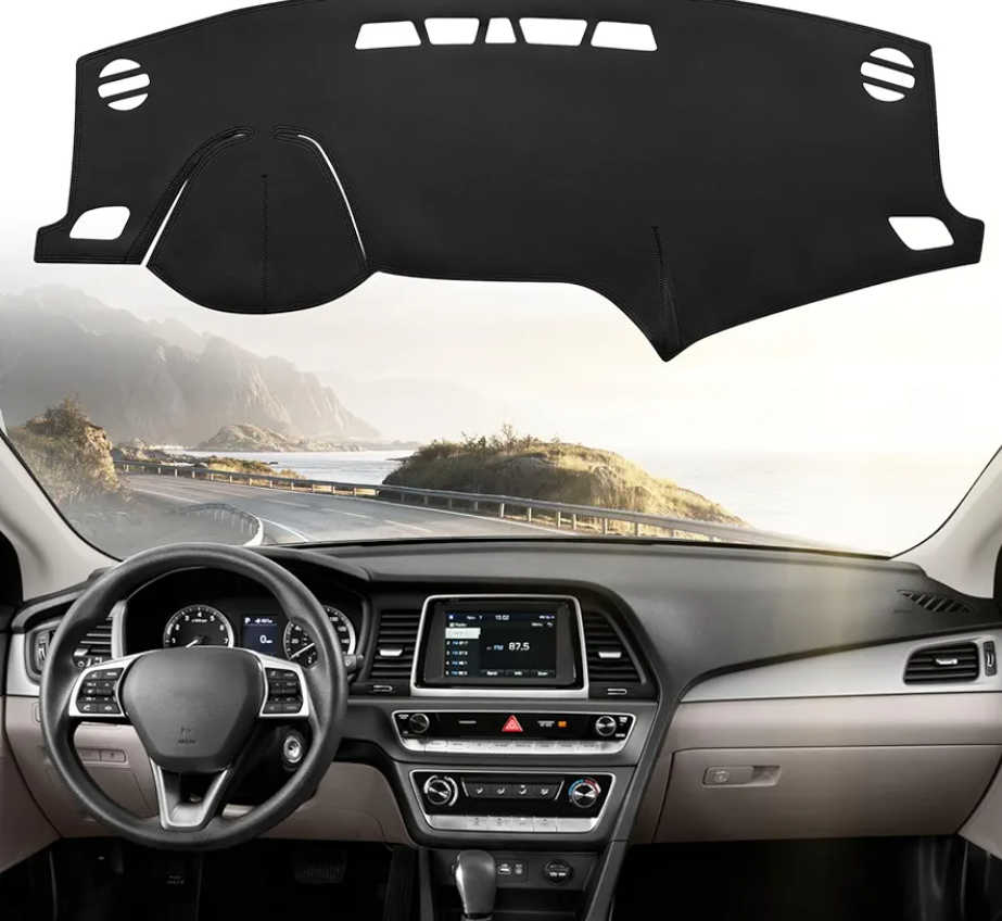 Leather Dashboard Dash Cover Mat Carpet PU Compatible with 2015-2017 2018 2019 Hyundai Sonata