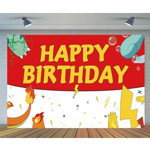 5.9x3.6ft Cartoon Game Birthday Backdrop Magical Pet Red and White Photography Backdrops Kids Birthday Party Supplies Happy Birthday Party Decorations