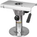 ONHI Adjustable Aluminum Boat Seat Pedestal 14-20 Inch Height with Slide, Locking Mechanism, Silver Matte Brushed Finish, Ideal for Fishing Boats and Marine Vessels