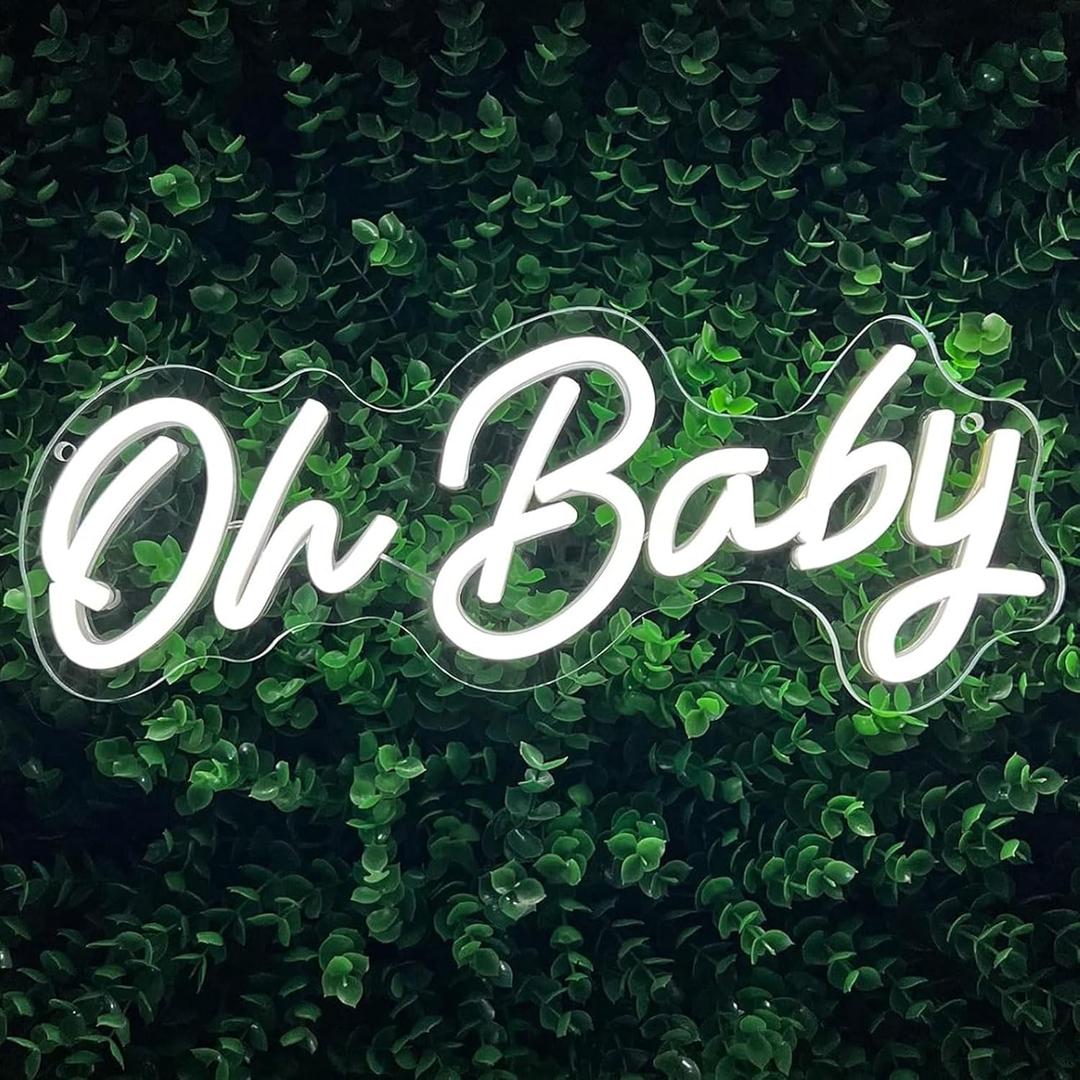 Oh Baby Neon Signs for Backdrop Decor,Dimmable LED Light up Sign with USB Powered for Boy and Girl Baby Shower,Gender Reveal, Wedding, Birthday Party Decorations