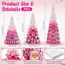 Funnymoom 3 Pack Glass Christmas Trees Decorations Gradient Lighted Christmas Tree 11.4 Inch Snow Top Glitter Xmas Winter Tabletop Centerpieces Gift for Home Fireplace Table Mantle Holiday(Pink)