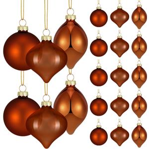 15 PCS Brown Christmas Glass Balls Ornaments Set 3.15 Inch Shiny Pendant Balls Decoration Colorful Hanging Glass Bulbs Bulk Christmas Baubles for Xmas Tree Home Party Festive Decorative Supplies