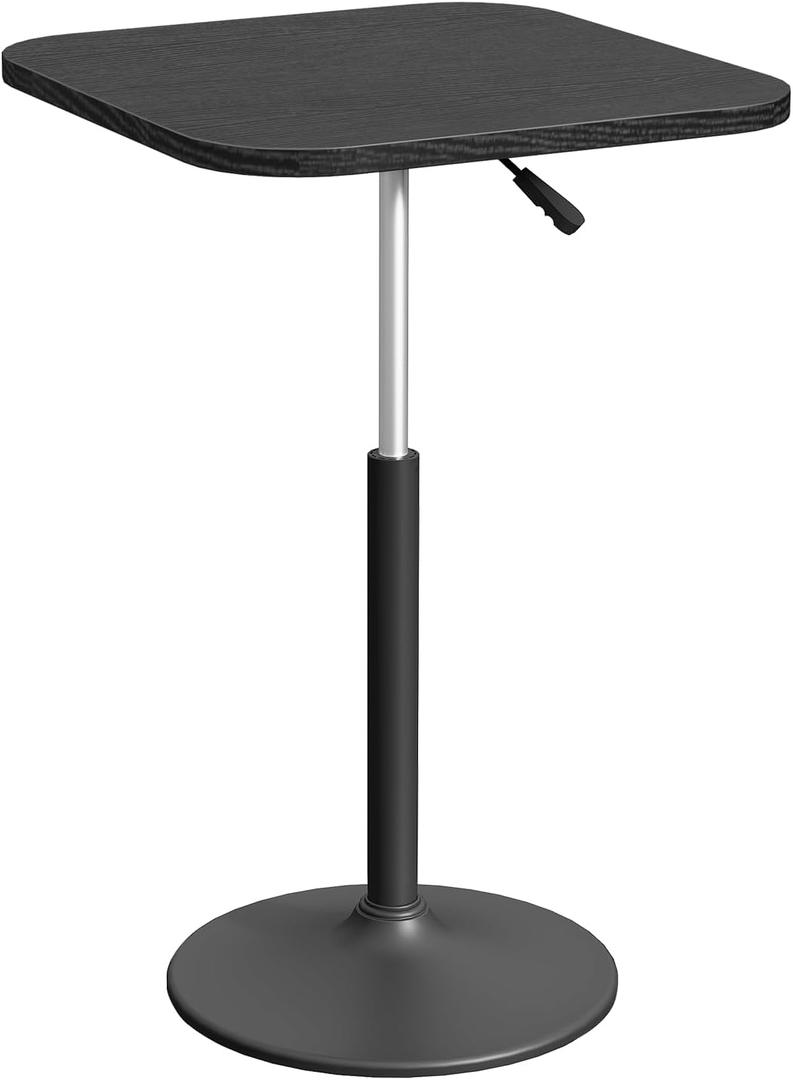 MAHANCRIS Bar Table, Height-Adjustable Pub Table 26.8-36.2 Inches, Cocktail Table with Base, Counter Height Tables for Small Space, Easy to Assemble, Black BTHB5501