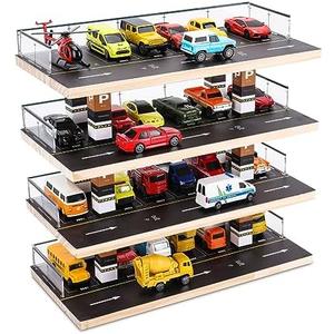 Saichotoy Hot Wheels & Matchbox Display Case, 1/64 Scale Diecast Toy Car Storage, Parking Garage Diorama - Freestanding Storage with 4 Levels 24 Spots Maximum 40 Cars