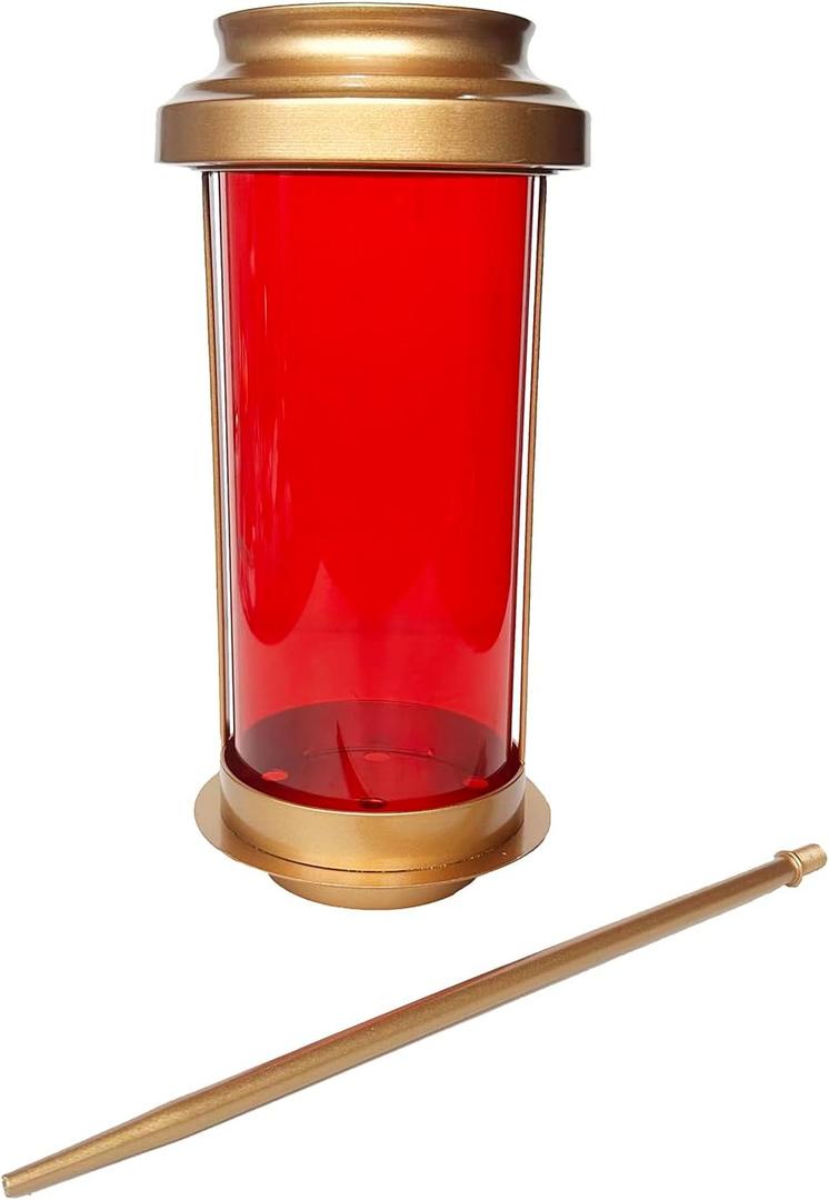 Outdoor Candle Holders, Long Stake Garden Lights Solar Powered Red Candle Holders for Grave, Gold Metal Flame Fall Solar Lights Outdoor Decorative for Yard, Cemetery Solar Lights for Grave (L1 NON)