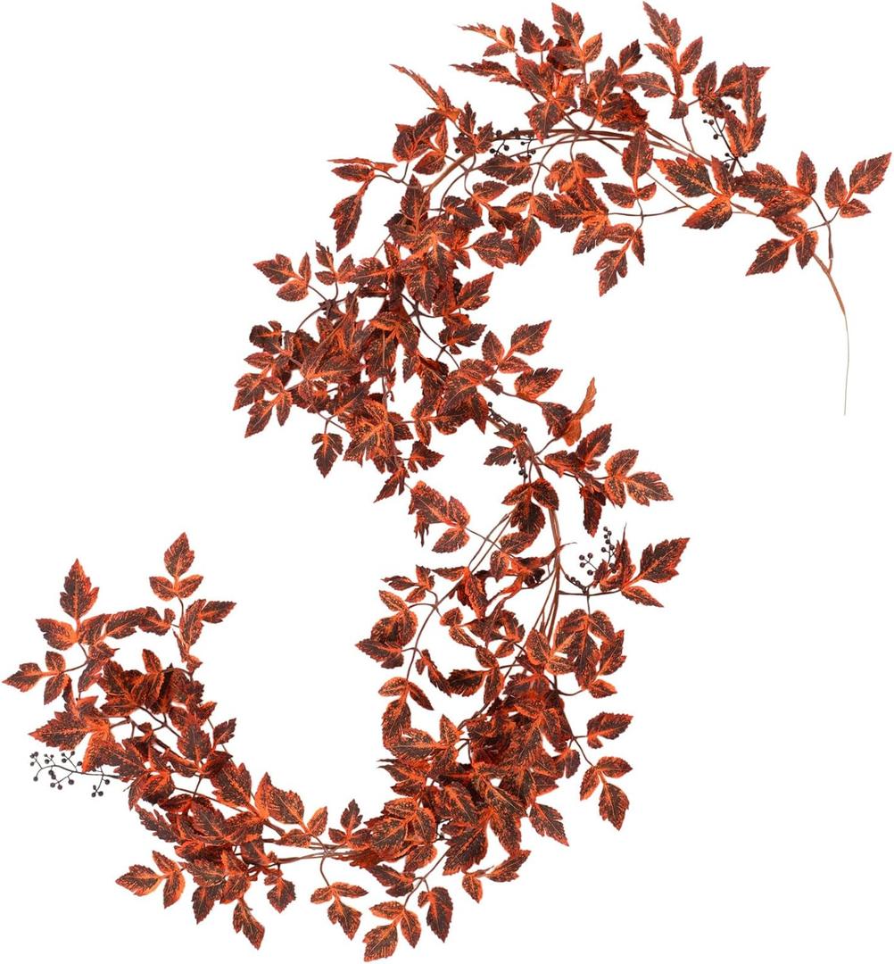 Pack Plum Artificial Cimicifuga Plant Garland 6ft Artificial Plum Brown Cimicifuga Ramosa Leaves Autumn Leaf Vine for Fall Halloween Mantel Thanksgiving Garden Farmhouse Decoration (1)
