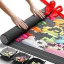 The Original Newverest Jigsaw Puzzle Mat Roll Up, Saver Pad 46” x 26” Portable Keeper Up to 1500 Pieces with Non-Slip Rubber Bottom & Smooth Top + 3 Puzzle Sorting Trays & Travel-Friendly Storage Bag
