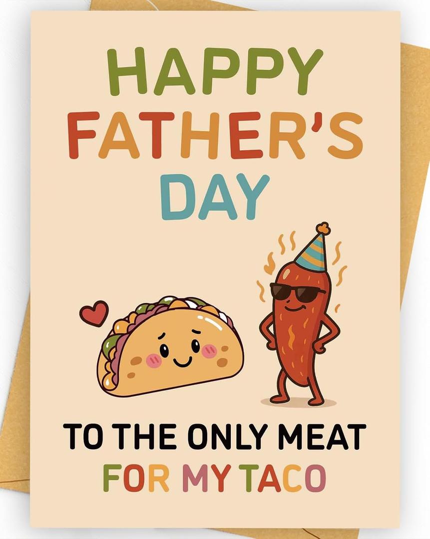 9 x Happy Fathers Day Card Gifts for Men Husband Him from Wife, Funny Father's Day Cards Gift (Taco)
