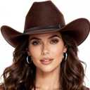 WAYCOM Western Cowboy Hat for Women: Wide Brimmed for Cowgirl - 2 Decorative Band for Men - Felt Hats for Party/Festival