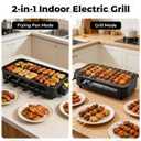 Pukomc Electric Indoor Grill,2 in 1 Indoor Grills for Kitchen with Grill Net & Non-Stick Cooking Removable Plate, Temperature Control, Dishwasher Safe, 1800W Large Smokeless Griddle Black