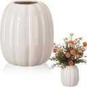 6.7 Inch Ceramic Pumpkin Vase Large Artificial Fake White Pumpkin Flower Vase Decorative Plant Pots for Fall Autumn Halloween Harvest Thanksgiving Farmhouses Home Room Office Decorations