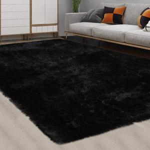 CAROMIO Fluffy Shag Rug, 9' x 12', Extra Soft & Comfy Modern Indoor Shaggy Carpet Rug for Bedroom, Living Room, Girls, Kids, Nursery, Black
