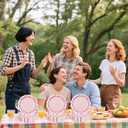 2 x 50PCS Pink Gingham Birthday Plates, 7 inch Disposable Gingham Cake Plates Plaid Dessert Plates for Picnic Barbecue Baby Shower Wedding Birthday Party Decorations