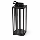 Stainless Steel Lantern 5.5 x 14 Inch Tall Metal Hanging Lanterns with Clear Glass Panels, Indoor & Outdoor Home Decor for Parties & Events - Black Finish