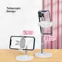 OATSBASF Cute Chat Stand, Angle Height Adjustable Cell Phone Stand for Desk, Kawaii Phone Holder Stand for Recording, Compatible with iPhone, All Phones (White)