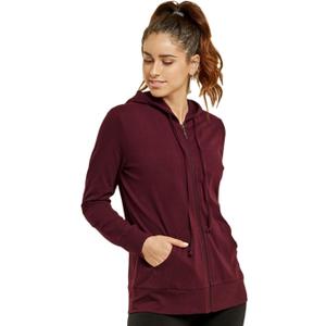 Sofra Women's Thin Cotton Zip Up Hoodie Jacket (Large, Burgundy)