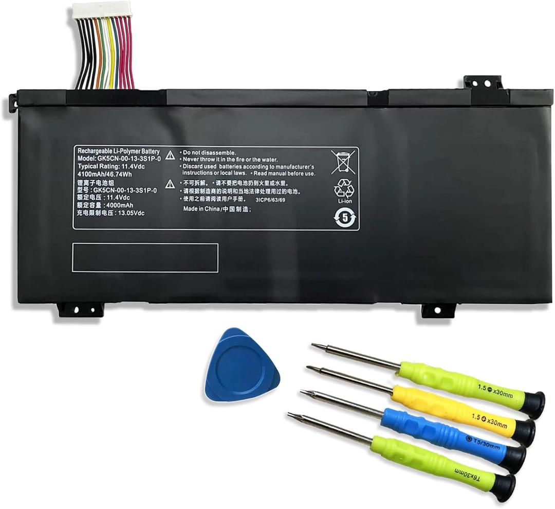GK5CN-00-13-3S1P-0 Laptop Battery Replacement for Getac Tongfang GK6Z5CN Schenker XMG Neo 15 XNE15M19 Maingear Vector 15 Eluktronics Matrix RP-17 Series 11.4V 46.74Wh 4000mAh