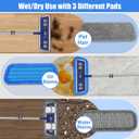 Microfiber Mops for Floor Cleaning - Dust Mop for Hardwood Floors with 55 Adjustable Handle 3 Thickened Washable Pads - Wet Dry Mopping for Pet Hairs Walls Tile Wood Laminate Home Kitchen