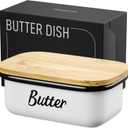 White Butter Dish with Lid for Countertop & Refrigerator - Unbreakable Metal Butter Keeper, Large Butter Container for Fridge, Butter Holder, Butter Tray, Butter Storage for Counter, Mantequillera