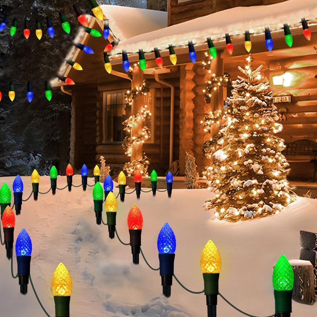 Solar Christmas Pathway Lights, 20 LED C9 String Lights with 20 Stakes, 23FT Solar Powered Multicolored Decorations for Roof, Yard, Patio, Walkway, Driveway Solar Christmas Pathway Lights, 20 LED C9 String Lights with 20 Stakes, 23FT Solar Powered Multicolored Decorations for Roof, Yard, Patio, Walkway, Driveway