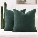 FUTEI Pack of 2 Dark Green Decorative Throw Pillow Covers 26x26 Inch Soft Cozy Solid Boucle Textured Euro Pillow Shams,Modern Home Decor for Couch Bed Living Room
