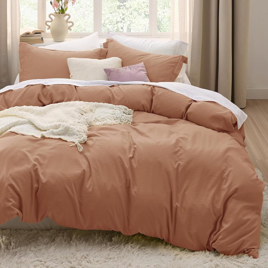 Bedsure Taupe Duvet Cover Queen Size - 3 Pieces Prewashed Extra Soft Bedding Set, Includes 1 Duvet Cover 90x90 Inches with Zipper Closure & 2 Pillow Shams, Comforter Not Included