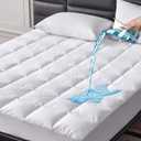 Goose Feathers Down Mattress Pad, Quilted Twin Size Mattress Protector Waterproof, Breathable Mattress Cover, 18 Deep Pocket, Machine Washable(White,39"x75")