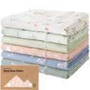 Organic Burp Cloths Baby Boy, Girl - 6-Pack Large Cotton Burping Cloths for Babies, Spit Up Rags, Super Absorbent, Ultra Soft Newborn Rag, Gender Neutral, Machine Washable, Durable (Fleur)