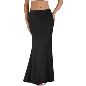 KIFOVEN Women's Casual Striped Print High Waist Maxi Long Pencil Skirt (Black, L)