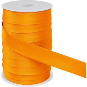 LEREATI Satin Bias Tape Double Fold 1 Inch x 55 Yards, Bias Tape for Sewing, Polyester Quilt Binding Tape, Piping Trim Fabric Tape for Hemming, Seaming, DIY Crafts (Golden)