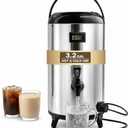 Electric Hot Drink Dispenser with Temperature Display & 304 Stainless Steel Heating Plate, 12L / 3.2 Gallon Heated Beverage Dispenser with Spigot for Milk Tea, Coffee & Water