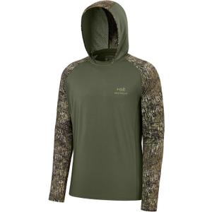 BASSDASH Mens UPF 50 Performance Fishing Shirt Cooling Hoodie Camo Long Sleeve FS17M (XX-Large, Olive Green/Mossy Wood) BASSDASH Mens UPF 50 Performance Fishing Shirt Cooling Hoodie Camo Long Sleeve FS17M (XX-Large, Olive Green/Mossy Wood)