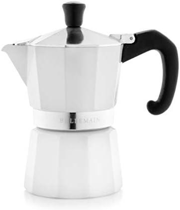 Bellemain Stovetop Espresso Maker Moka Pot (White, 3 Cup)