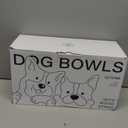 Getstar Ceramic Dog Bowls Set with Acacia Wood Stand, 3.5 Cups Pet Bowls Set of 2 for Medium Dogs, Cute Dog Food Bowl, Cat Bowls (Vintage White)